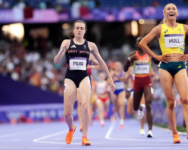 Great Britain's Laura Muir (left) reacts after finishing 5th in the Women's 1500m Final at the Stade de France on the fifteenth day of the 2024 Paris Olympic Games in France. Picture date: Saturday August 10, 2024.