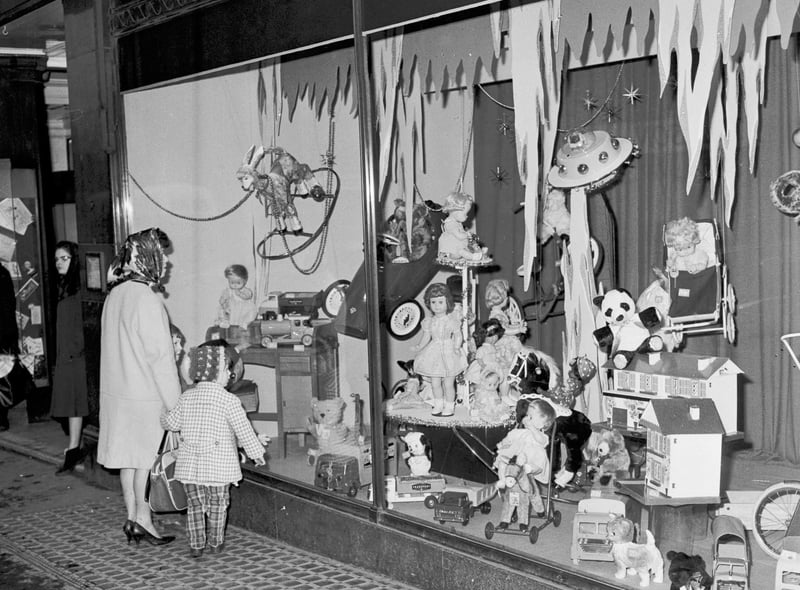 Christmas window displays in Patrick Thomsons on North Bridge, Edinburgh, in 1965.