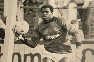 Alex Williams in action for Queen of the South in 1986. Picture courtesy of Dumfries & Galloway Standard.