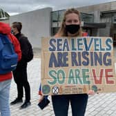 Climate change protestors outside the Scottish Parliament in Edinburgh. Picture: Press Association