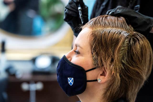 Happy day': Nicola Sturgeon gets first haircut of the year at Beehive Hair and Make-up salon in Edinburgh | The Scotsman Happy day': Nicola Sturgeon gets first haircut of the year at Beehive Hair and Make-up salon in Edinburgh | The Scotsman