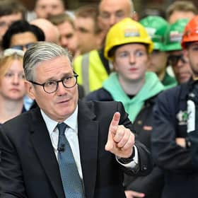 Prime Minister Sir Keir Starmer delivers a speech during a visit to the BAE Systems' Govan facility yesterday (Picture: Andy Buchanan - WPA Pool/Getty Images)