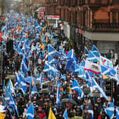 A pre-lockdown All Under One Banner march in Glasgow in support of independence  (Picture: John Devlin)