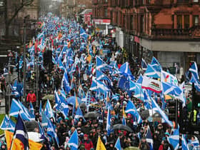 A pre-lockdown All Under One Banner march in Glasgow in support of independence  (Picture: John Devlin)