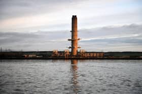 Longannet Power Station. The 600ft chimney at the site of Scotland's last remaining coal fired power station. The iconic chimney at Longannet has dominated the Firth of Forth skyline for over fifty years.