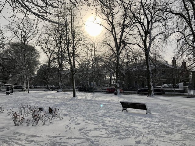 Snow in the west end of Aberdeen this morning, with more snow forecast