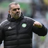 Celtic manager Ange Postecoglou celebrates the win over Rangers.