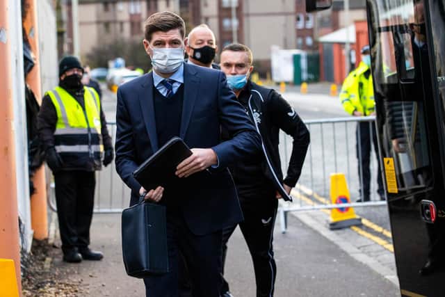 Rangers boss Steven Gerrard arriving at Tannadice. Picture: SNS