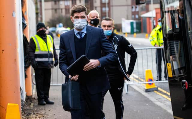 Rangers boss Steven Gerrard arriving at Tannadice. Picture: SNS