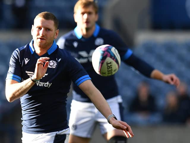 Finn Russell trains with his team mates during the Scotland captain's run at Murrayfield ahead of the New Zealand game. (Photo by Mark Runnacles/Getty Images)