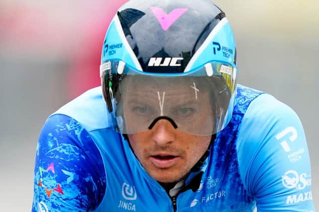 Israel-Premier Tech team's Danish rider Jakob Fuglsang prepares before the 1st stage of the Tour de France (Photo by BO AMSTRUP/Ritzau Scanpix/AFP via Getty Images)