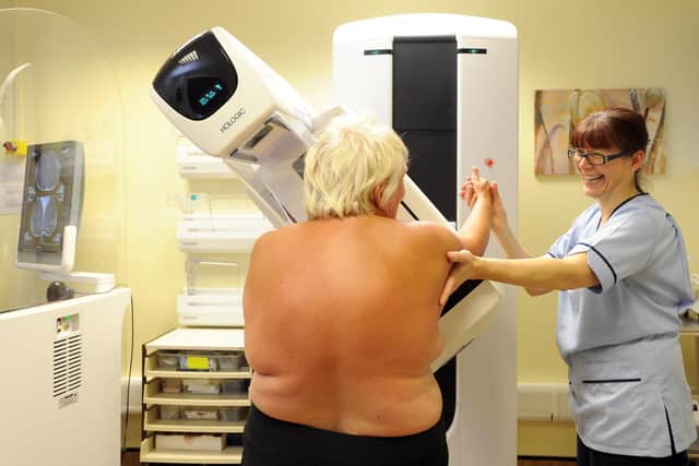 A patient undergoes as digital breast screening session. Picture: Jane Barlow