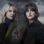 Alison O'Donnell (right) as DI Alison 'Tosh' McIntosh and Ashley Jensen as DI Ruth Calder in the BBC One crime drama Shetland. Picture: Kirsty Anderson/BBC/PA Wire