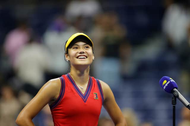 Emma Raducanu is all smiles after reaching the US Open final.