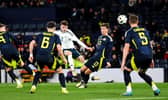 Conor Bradley scores to make it 1-0 to Northern Ireland against Scotland at Hampden.