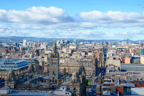 Looking over the rooftops of the city centre of Glasgow