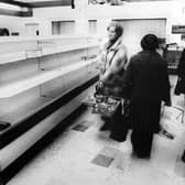 Customers look for supplies in a near empty market due to a lorry drivers strike in the winter of discontent. Picture: Getty