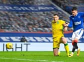 Ianis Hagi breaks the deadlock for Rangers against Hibs at Ibrox as he slots the ball home from close range in the 33rd minute. (Photo by Rob Casey / SNS Group)