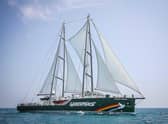 The instantly recognisable Rainbow Warrior is heading for the River Clyde.