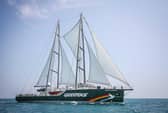 The instantly recognisable Rainbow Warrior is heading for the River Clyde.