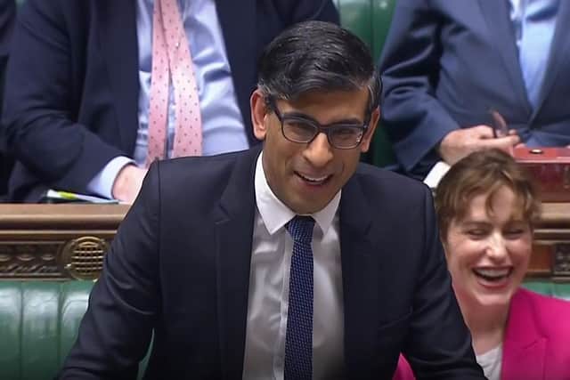 Prime Minister Rishi Sunak speaks during Prime Minister's Questions in the House of Commons.