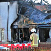 The scene this morning after an explosion and fire at a property on Broomage Crescent Larbert, Falkirk. Pic: Michael Gillen.