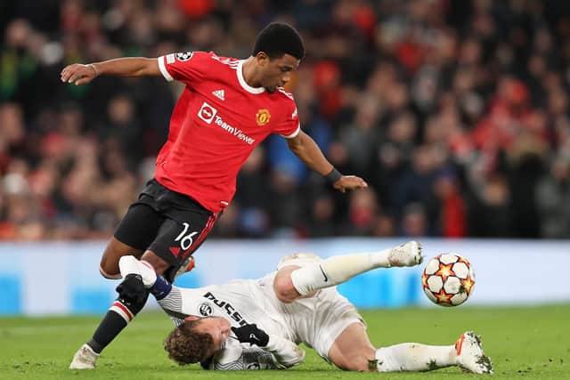 Reported Rangers target Amad Diallo in action for Manchester United against BSC Young Boys during the UEFA Champions League Group F match in December. (Photo by Clive Brunskill/Getty Images)