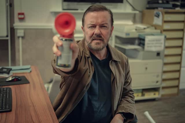 A rare moment of light relief for Ricky Gervais in the gloom-com After Life