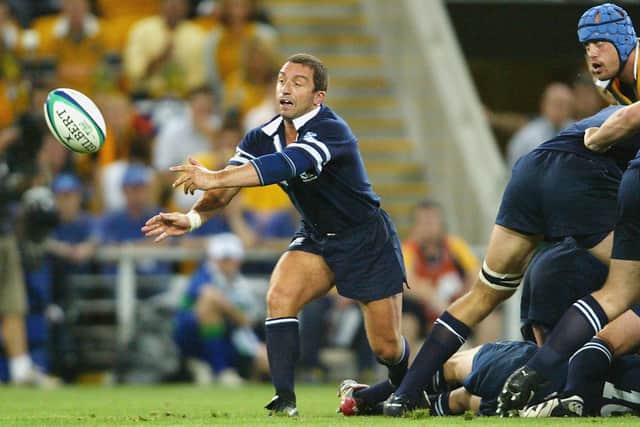 Redpath appeared in three World Cups, this shot from the quarter-final against Australia in 2003.