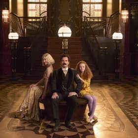 Ewan McGregor with his wife Mary Elizabeth Winstead and Alexa Goodall in A Gentleman in Moscow.