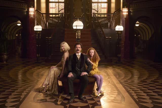 Ewan McGregor with his wife Mary Elizabeth Winstead and Alexa Goodall in A Gentleman in Moscow.