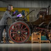 The Albion Dog Cart with engineering conservator Gemma Frew at National Museums Scotland. PIC: Phil Wilkinson.
