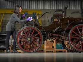 The Albion Dog Cart with engineering conservator Gemma Frew at National Museums Scotland. PIC: Phil Wilkinson.