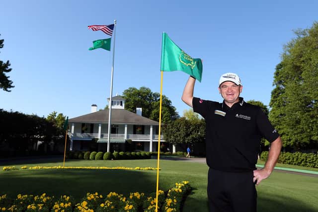 Paul Lawrie poses for a photo in Founders Circle during a practice round prior to the 2012 Masters Tournament. Picture: Andrew Redington/Getty Images.