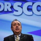 Former SNP leader Alex Salmond addresses the SNP National conference at Aberdeen Exhibition and Conference Centre in Scotland. Picture: PA