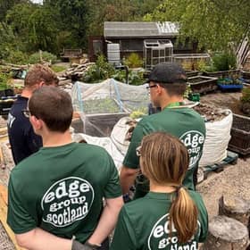 Edge Group Scotland's day programme participants during a supported volunteering session.