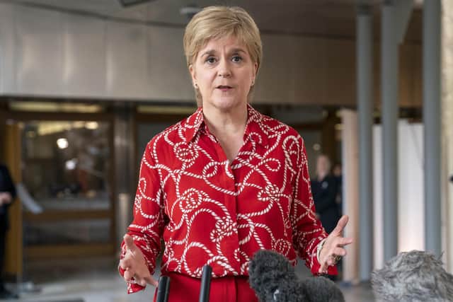 Nicola Sturgeon speaking to the media on her return to the Scottish Parliament. Picture: Jane Barlow/PA Wire