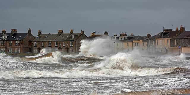 Flood warnings are in place for the Troon area over the weekend. The town is pictured here during a storm in 2014.PIC: Flickr / CC/ Broan Wotherspoon