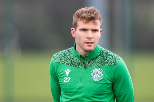 Chris Cadden joined his new Hibs teammates at training on Friday. Photo by Mark Scates / SNS Group