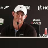 Rory McIlroy's incredulous facial expression says it all after he was asked about 'Tee-Gate'' involving Patrick Reed in the build up to Hero Dubai Desert Classic at Emirates Golf Club. Picture: Warren Little/Getty Images.