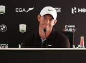 Rory McIlroy's incredulous facial expression says it all after he was asked about 'Tee-Gate'' involving Patrick Reed in the build up to Hero Dubai Desert Classic at Emirates Golf Club. Picture: Warren Little/Getty Images.