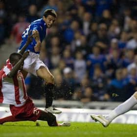 Rangers' Nacho Novo (centre) scores the only goal of the match in 2007. (Picture: SNS)