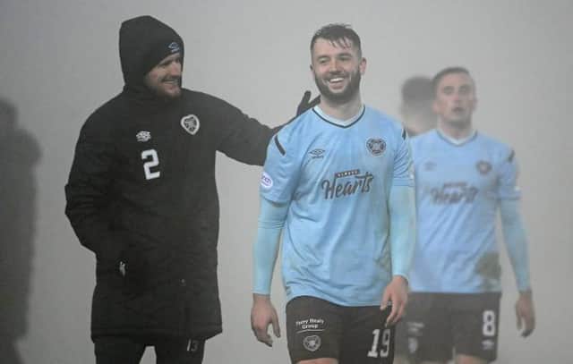 Hearts Craig Halkett during a cinch Premiership match between Dundee and Heart of Midlothian at the Kilmac Stadium, on December 18, 2021, in Dundee, Scotland. (Photo by Paul Devlin / SNS Group)