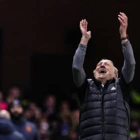Aberdeen manager Neil Warnock looks to the heavens during the 2-1 defeat by Rangers at Ibrox.