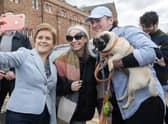 First Minister of Scotland Nicola Sturgeon (left) poses for selfies during a visit to Portobello, Edinburgh, while on the local election campaign trail. Picture: Lesley Martin/PA Wire