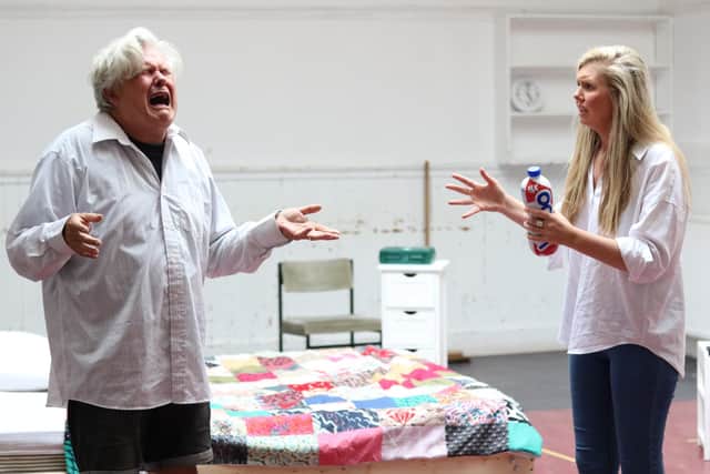 Coneth Hill and Dani Heron in rehearsals for the Fringe show Adults at the Traverse Theatre.