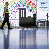 ScotRail staff at Edinburgh's Haymarket Station have decorated a window in tribute to the NHS. Picture: Jane Barlow/PA Wire