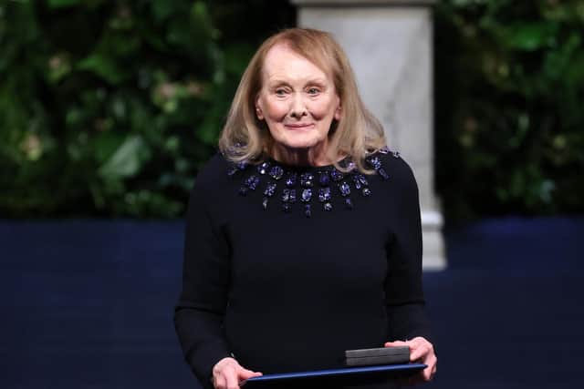Annie Ernaux poses with the 2022 Nobel Prize in Literature during the Nobel Prize Awards Ceremony at Stockholm Concert Hall on December 10, 2022 PIC: Pascal Le Segretain/Getty Images