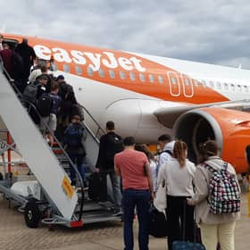 Passengers boarding a delayed Gatwick to Glasgow flight on Monday (Picture: The Scotsman)
