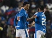 Malik Tillman celebrates with Alfredo Morelos after setting up his Rangers team-mate for the winning goal against Hibs on Thursday.  (Photo by Craig Foy / SNS Group)